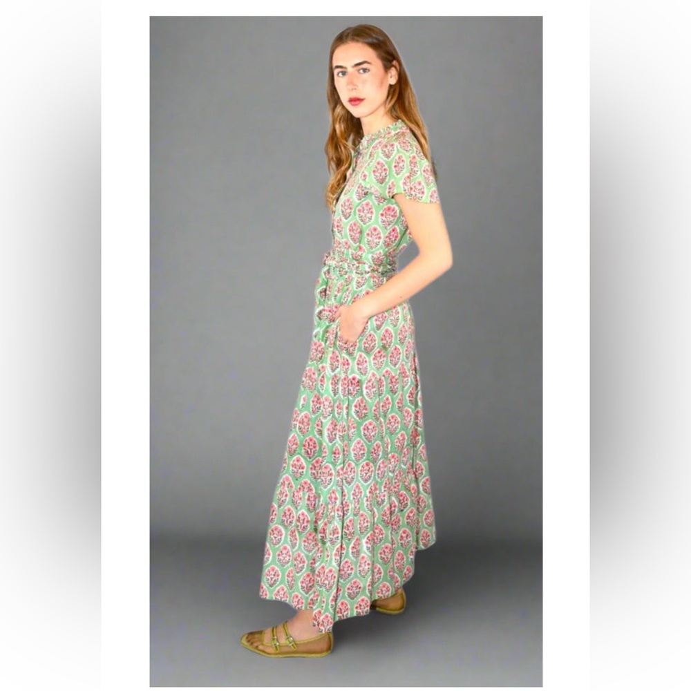 block print midi dress Dzubi cap sleeve S